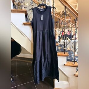 Elliott Lauren NWT Eyelet Maxi Dress. Black. XS Cotton . Sleeveless.
